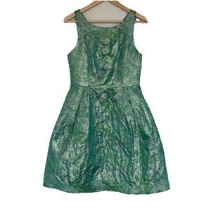 Eva Franco Anthropologie Dress Size 6 Fit & Flare Occasion Green Short Shimmer